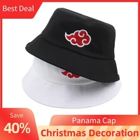 anime embroidery red cloud bucket hat for women men lovers spring summer outdoor panama cap hip hop bob sunscreen caps