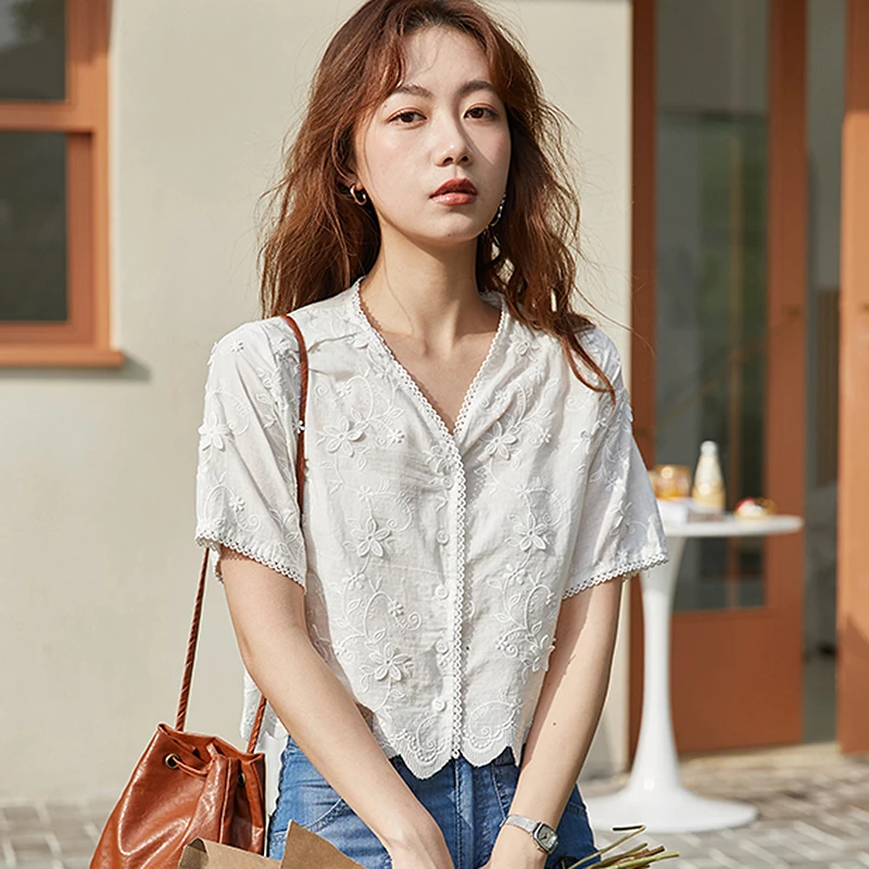

BETHQUENOY Blusas Camisas Mujer 2021 Vintage Ladies Tops Cotton Summer Shirts Women Chemisier Femme Plus Size Oversized Blouses