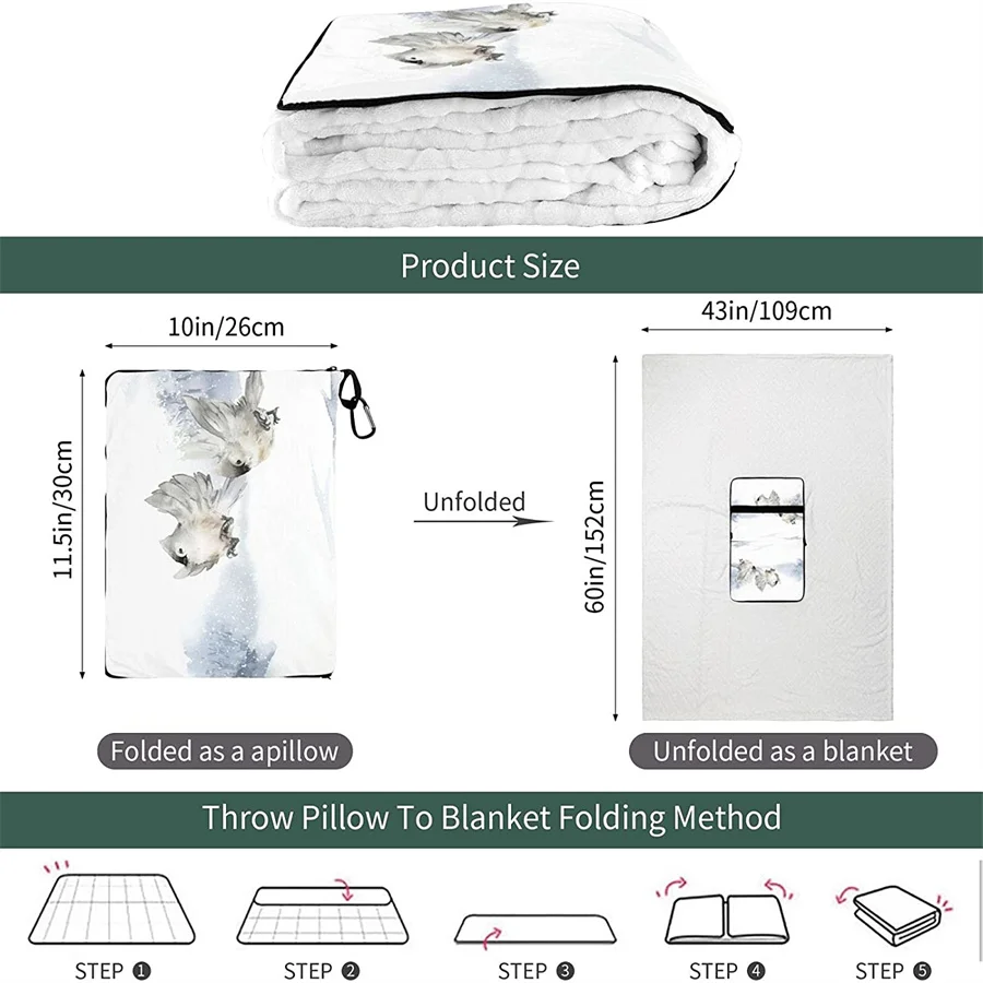 melhor Pássaro Viagem Travesseiro Cobertor Dois-em-um Mochila Cinta E Compacto Avião Saco Cintura Suporte 60x43 Polegadas