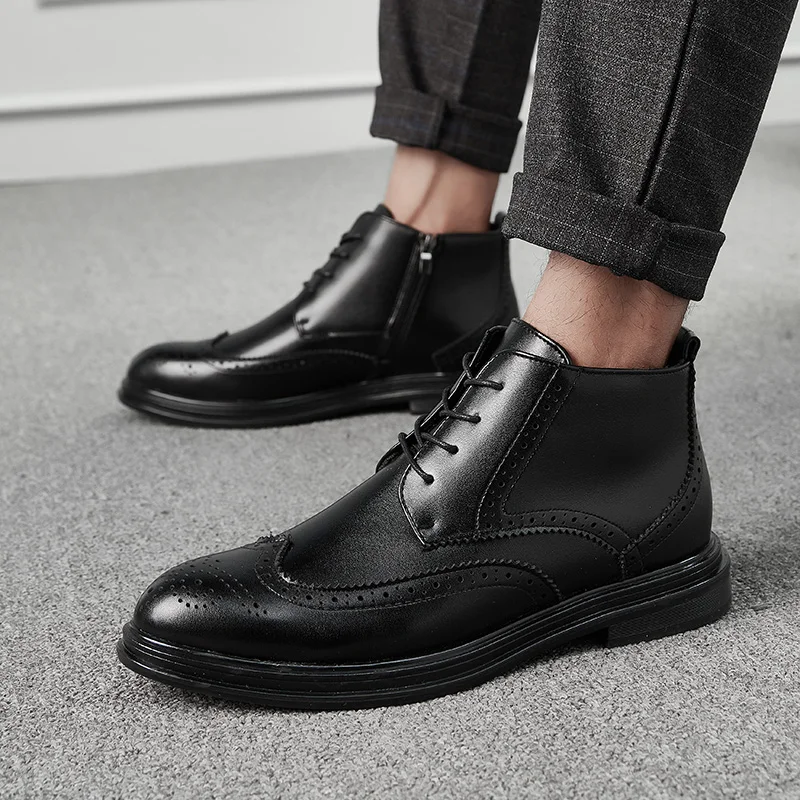 Мужские модные свадебные ботинки коричневые из коровьей кожи | Обувь