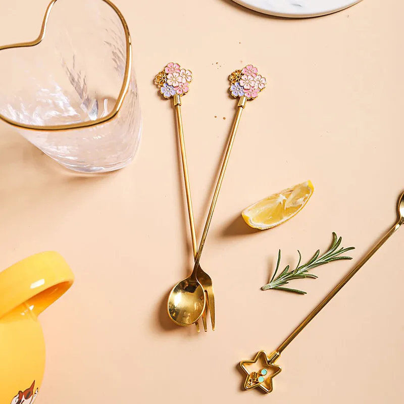 Ложка для смешивания чая и кофе Золотая ложка с длинной ручкой десертные ложки из