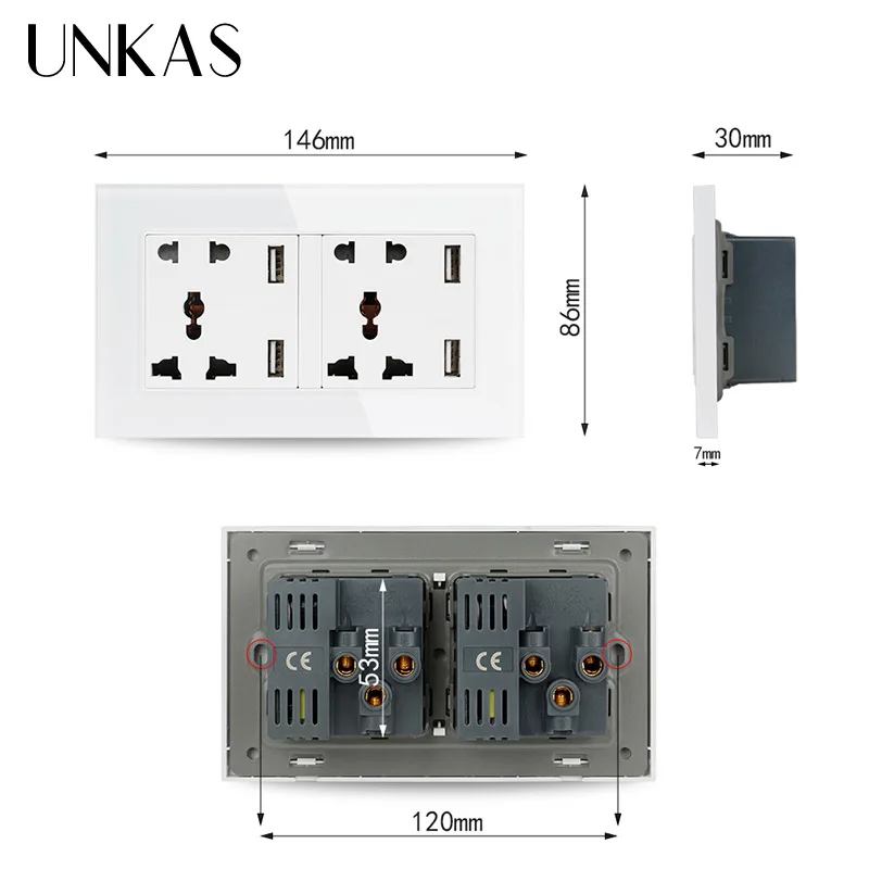 Розетка настенная универсальная с 5 отверстиями и 4 USB-портами | Обустройство дома