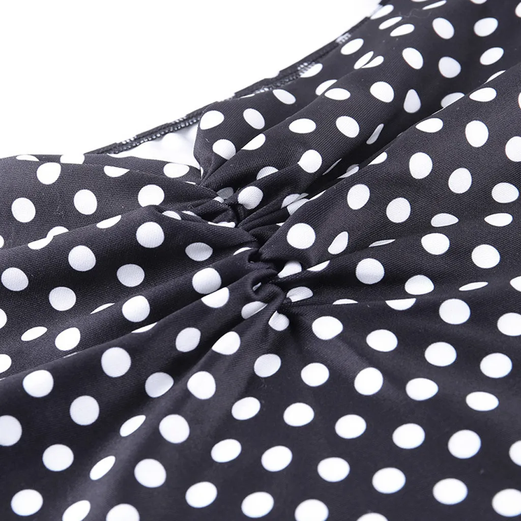 

Summer Dresses Women Polka Dot Print Sexy Elegent Party Mini Dress V-Neck Puff Sleeve High Waist Beach Dress Femme Vestidos Robe