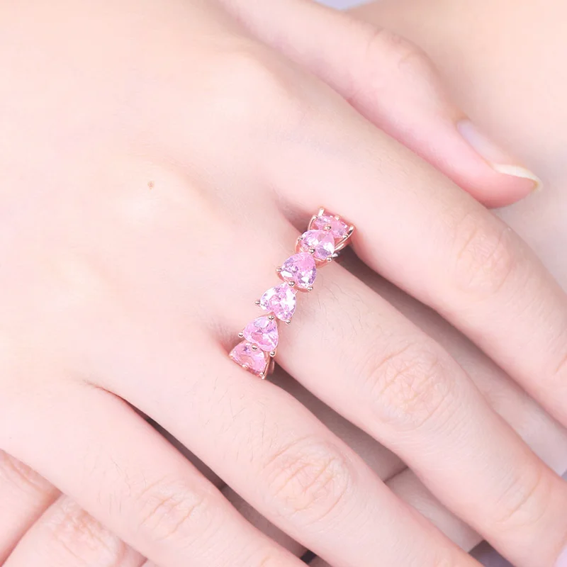 

COSYA 100% 925 Sterling Silver High Carbon Diamond Heart Rose Gold Inlay Zircon Engagement Rings For Women Fine Jewelry Gift