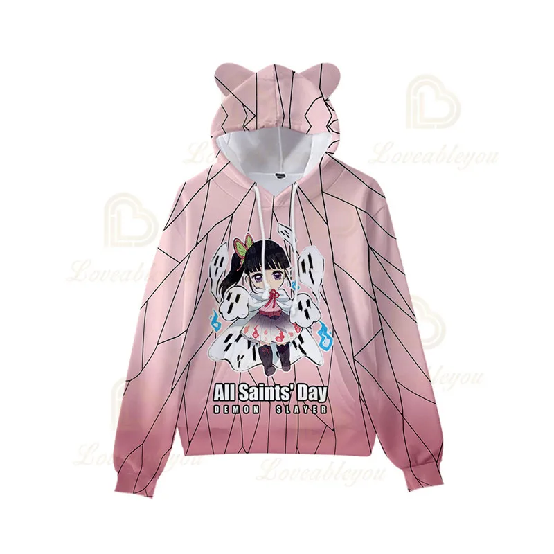 

Anime Demon Slayer Kawaii Autumn Hoodie Cosplay Hoodies for Kids Hooded Coat Cat Ear Hoody Pullover for Birthday Gifts