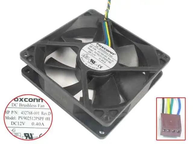 Серверный охлаждающий вентилятор Foxconn PV902512PSPF DC 12 В 0.4A 92x92x25 мм 4-проводной