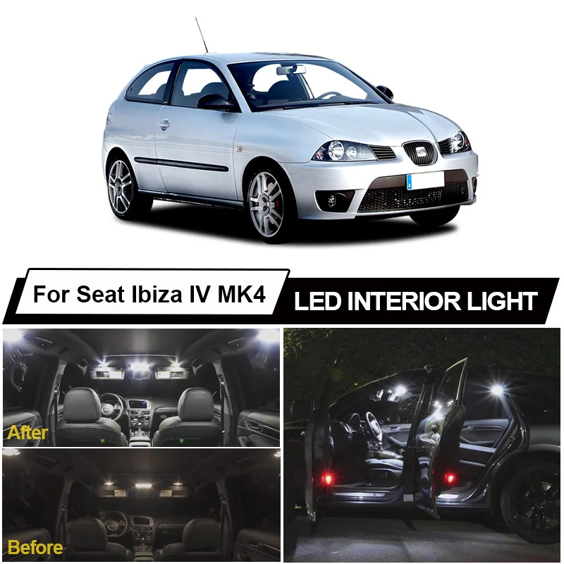 Mapa de lectura Interior LED para coche, Kit de bombillas Canbus sin errores para Seat Ibiza IV MK4 6L 2002-2008, accesorios de coche, 11 Uds.