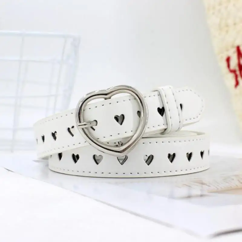 Fashion Women Solid Color Belt Unisex Hollow Out Heart Holes Belts Streetwear Faux Leather Pants Adjustable 105cm | Аксессуары для