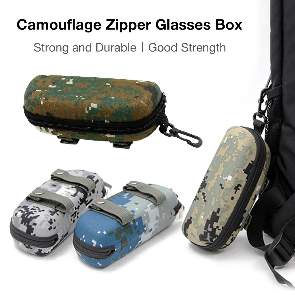 1PC Fashion Camouflage Sunglasses Case Military Glasses Box EVA Eyeglasses Cases Mens Eyewear With Belt Clip Lens Container