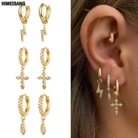long cz zircon drop earring luxury gold silver filled cross lightning hoop earrings for women girls woman ear rings jewelry