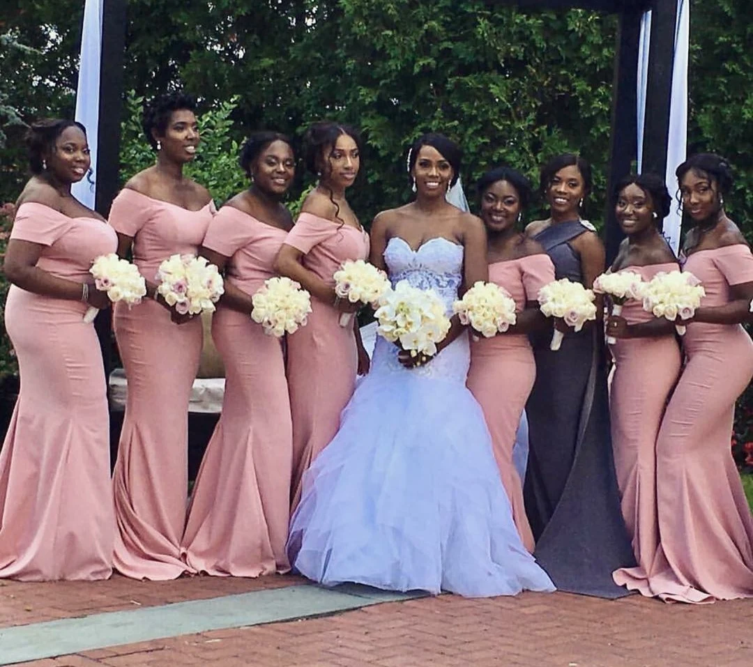 

Женское атласное платье-русалка, классическое длинное розовое платье подружки невесты с V-образным вырезом, со шлейфом и спиной, бальное платье для вечеринки