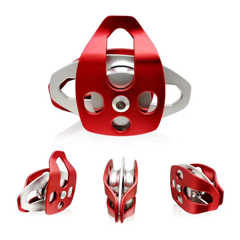 

25KN Outdoor Large Aluminum Alloy Double Pulley for Rope Rock Climbing Mountaineering Rescue Ascension Gear