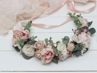 wholesale pink flower crown festival headpiece women hair accessories headdress baby crown floral garland wedding headwear