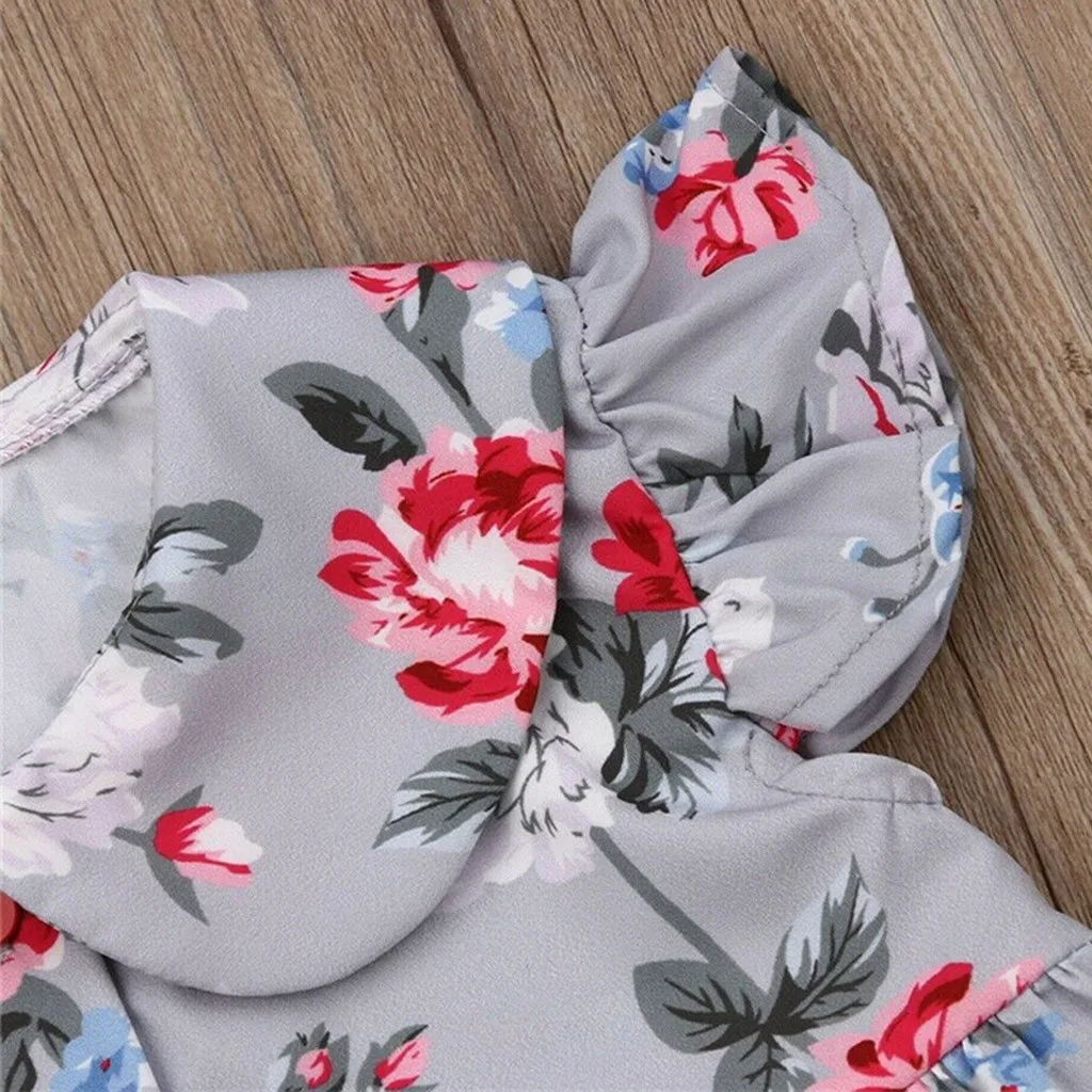 2019 новая одежда для детей и малышей платье с цветочным принтом девочек Топы +