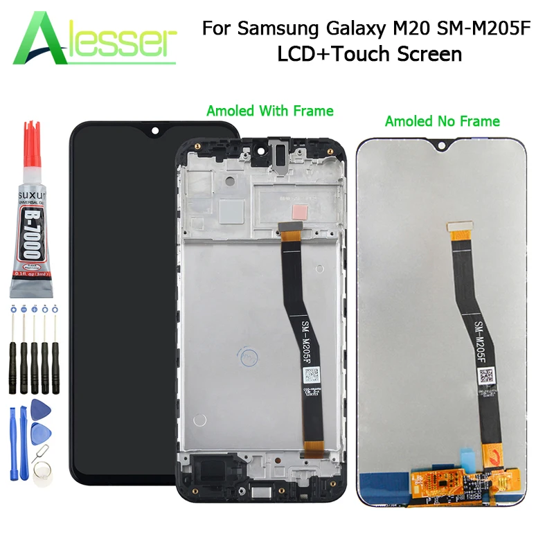 Alesser для Amoled Samsung Galaxy M20 ЖК дисплей и сенсорный экран в сборе SM M205F с инструментами +
