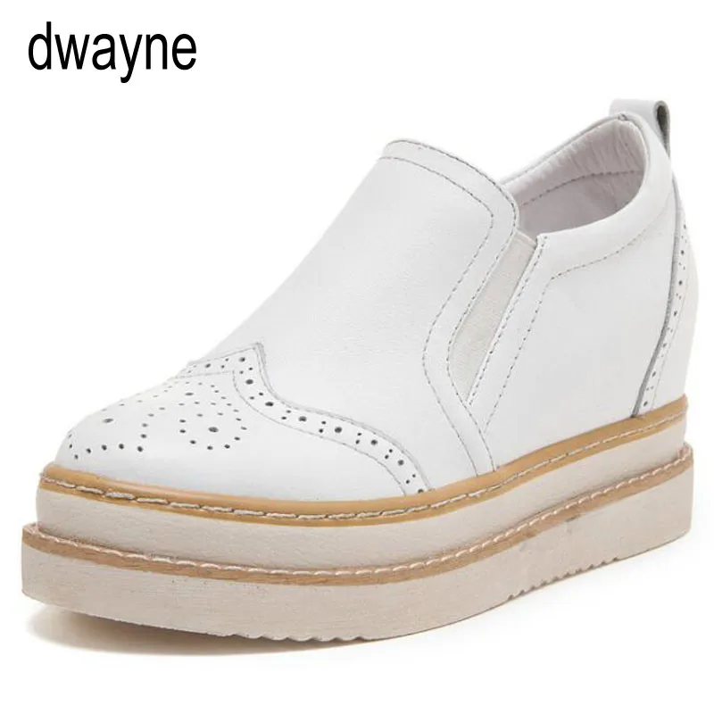 

Pop New Arrival Woman Summer Casual Genuine Leather Thick Sole Shoes Women Creepers Casual Breathable Flat Platform Shoes TYH
