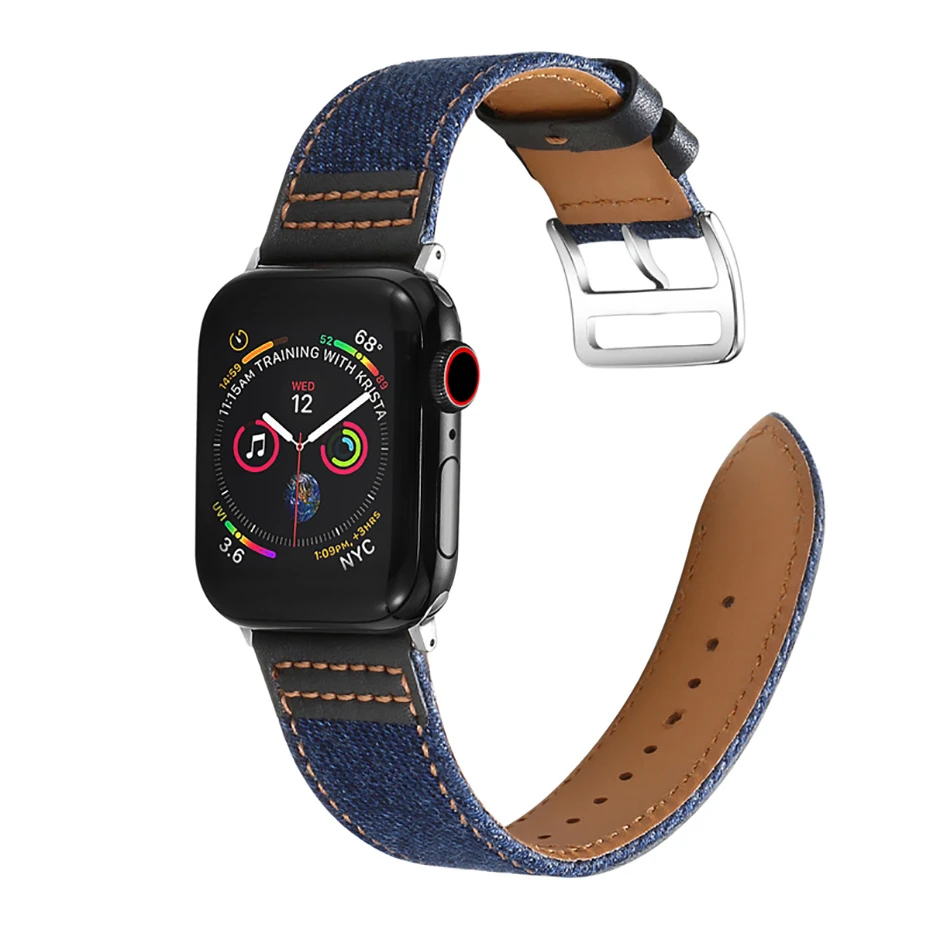 Ремешок нейлоновый кожаный для apple watch band 44 мм Iwatch series 6 5 4 3 Аксессуары смарт-часов