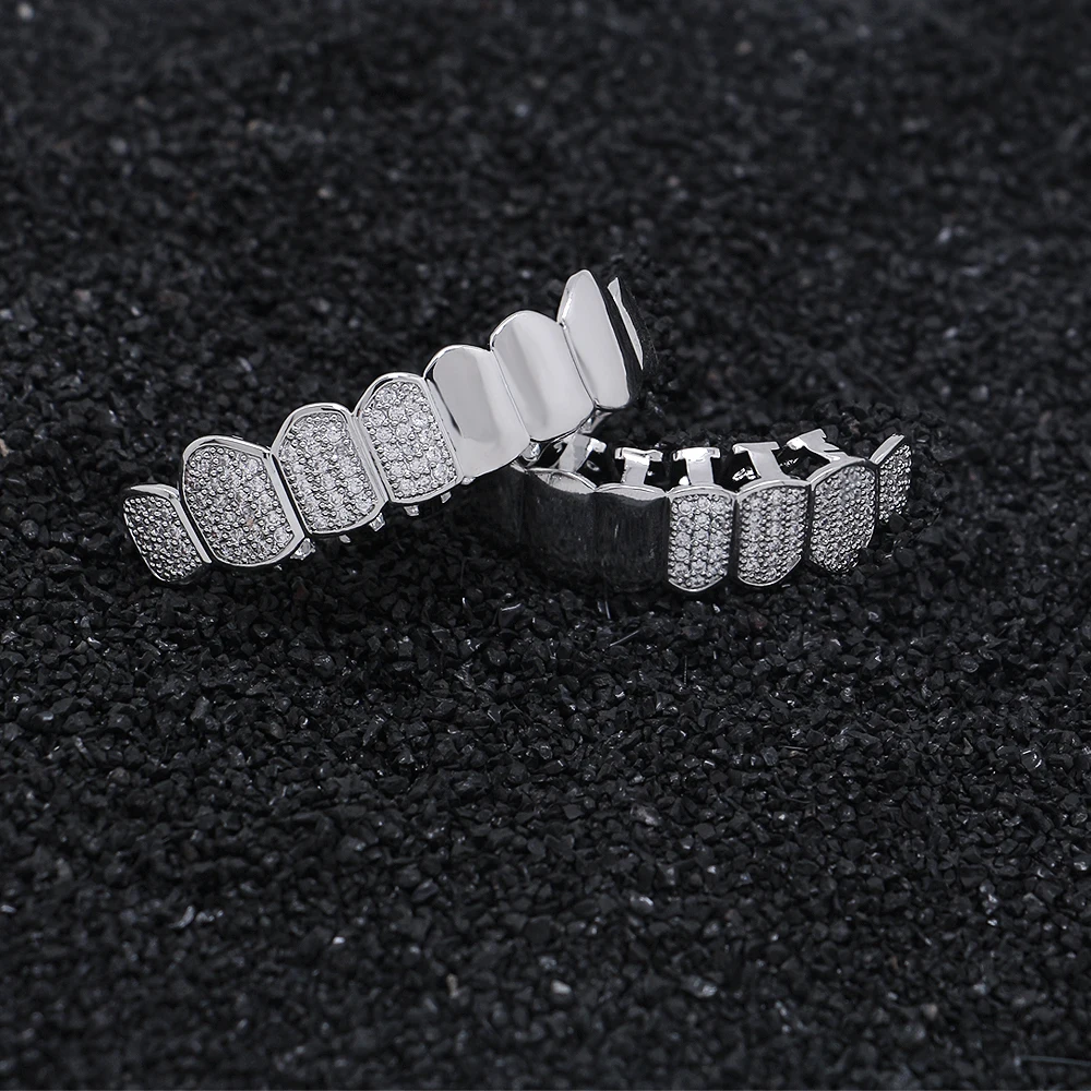 Половина CZ Кристалл Золотой Цвет Grillz для женщин мужчин зубной рот панк Bling зубы