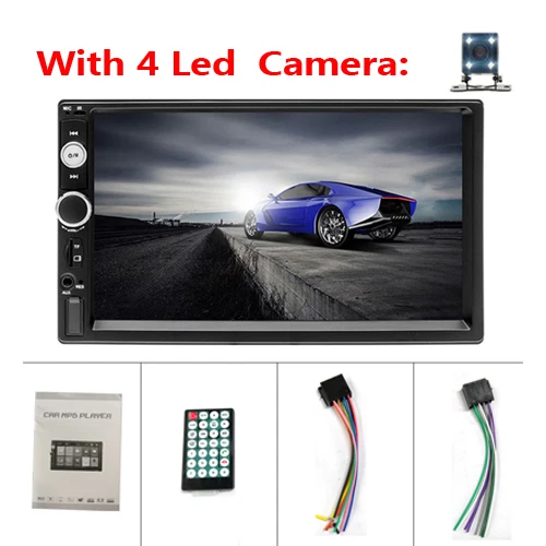 With 4 Led Camera AMPrime 2 Din Автомобильный плеер 7 дюймов Автомагнитола Bluetooth Авто Стерео Мультимедиа Автомобильный плеер авторадио MP3 MP5 Поддержка камеры заднего вида - Цвет: With 4 Led Camera