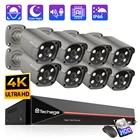 Техаге 4K Система камеры Ultra HD 8MP H.265 PoE NVR Kit Видеонаблюдение Smart AI Face Detect Two Way Audio Record Набор видеонаблюдения