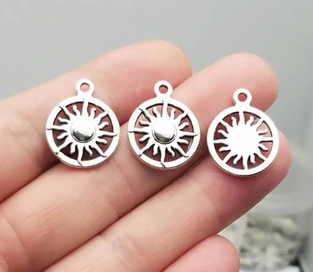 30 шт./лот -- 16 мм античные Посеребренные Круглые Солнцезащитные Подвески DIY
