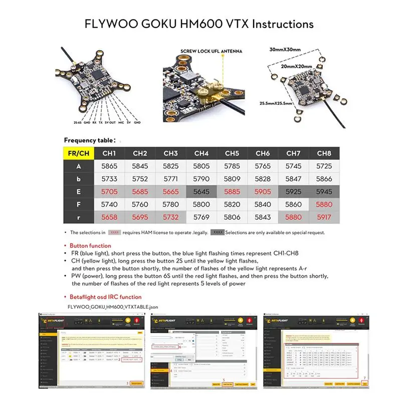 

Flywoo GOKU HDF4 EVO F4 Flight Controller w/ AIO 20A / 40A BL_S 2-6S 4in1 ESC HM600 5.8G VTX Stack for FPV Racing Drone RC Parts