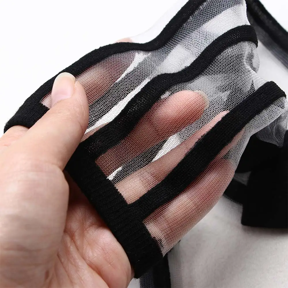 Кружевные сетчатые носки нейлоновые прозрачные Стрейчевые эластичные полосатые