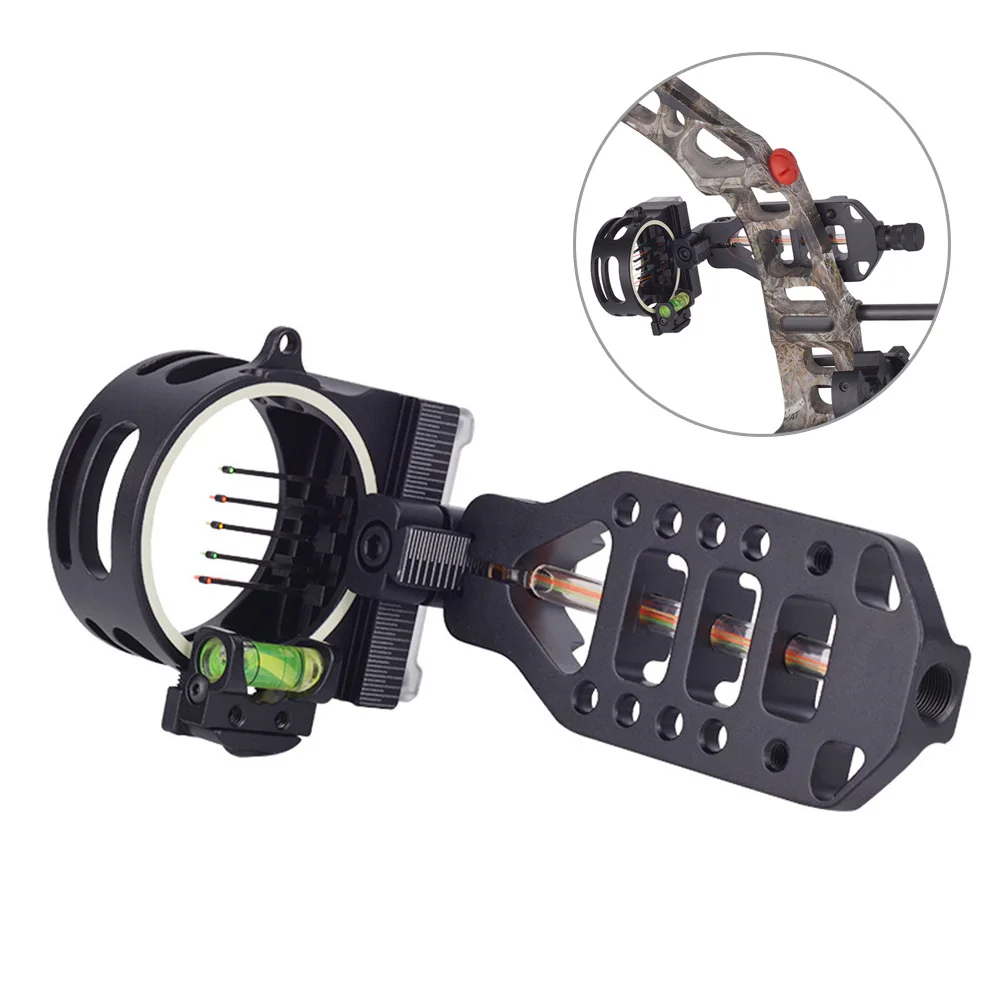 

5 Pin Compound Bow Sight Light Archery Micro Adjustable Optical Fiber Universal Bow With Light For Night Using