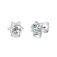 trendy 0 8ct d color vvs1 moissanite snowflake stud earrings women jewelry 925 sterling silver ear studs pass diamond tester