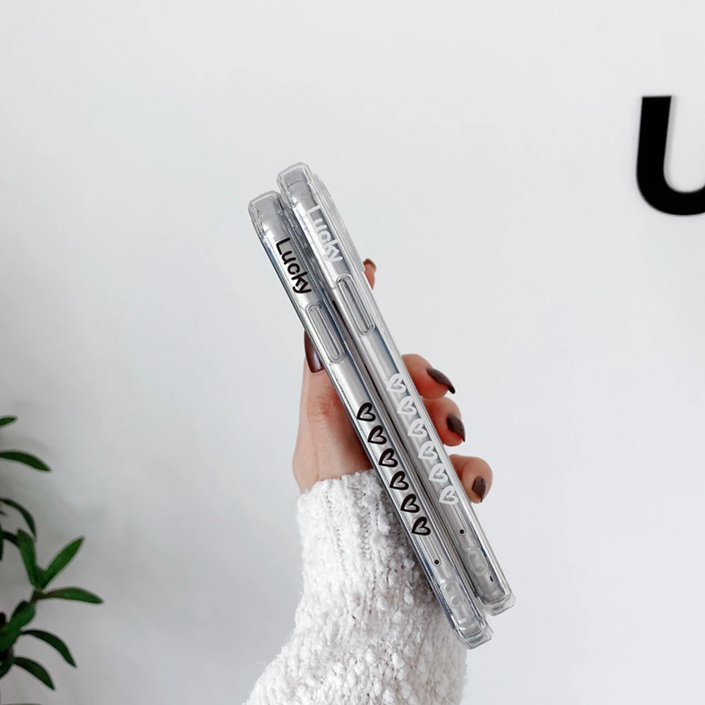 

Fashion Love Heart Pattern Cute Side Frame Phone Case For iPhone 12 MINI 11 Pro Max XR XS Max X 7 8 Plus Clear Soft Silicone Cov