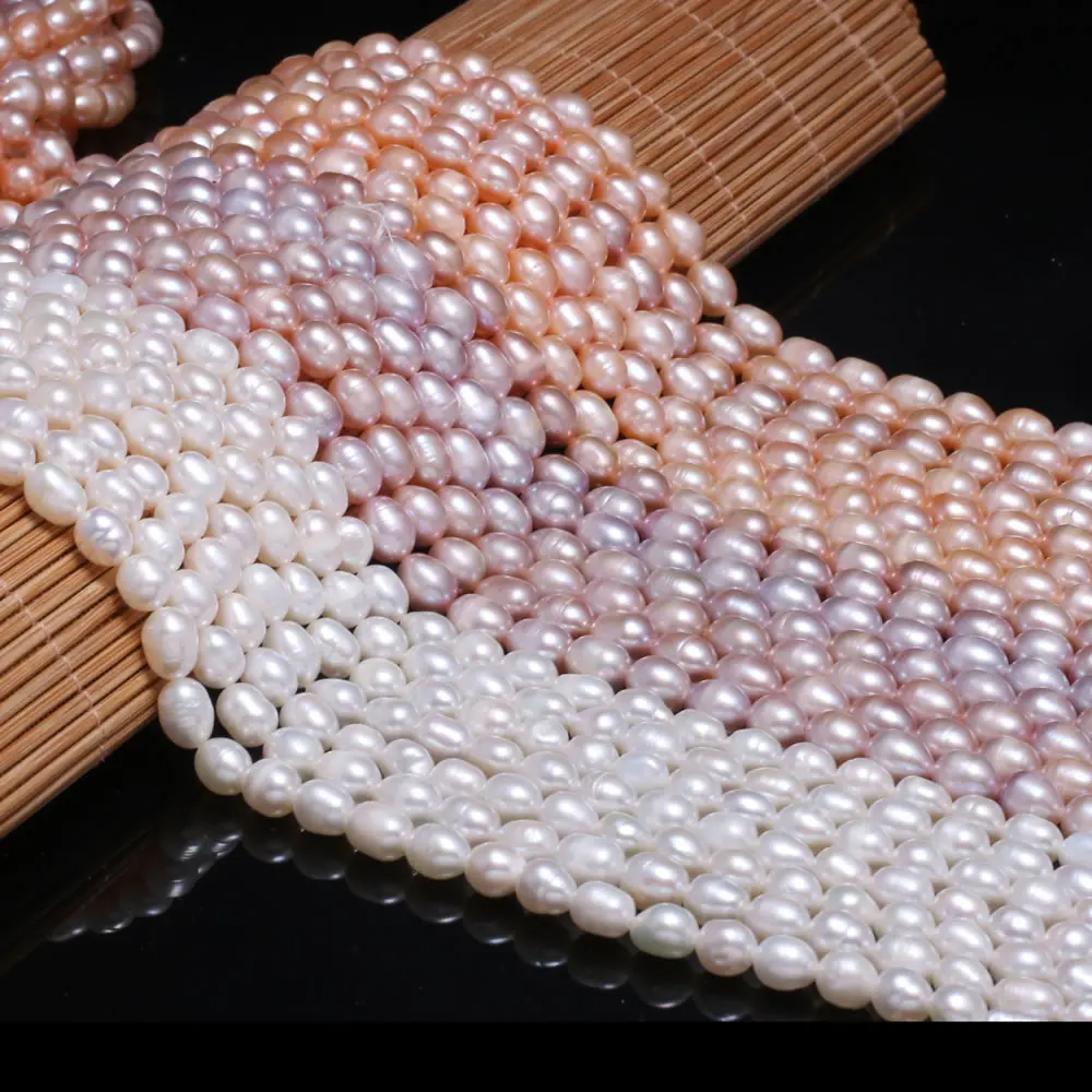 

Fine 100% Natural Freshwater Pearl Oval Shape Beads for Jewelry Making DIY Bracelet Necklace Size 6-7mm