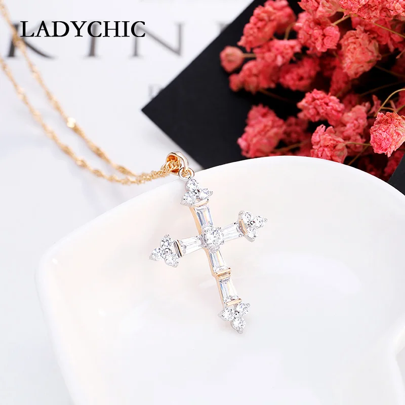 LADYCHIC уникальный дизайн прозрачный Кристальный золотой цвет кулон ожерелье для