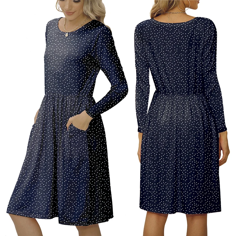 

Женская ночная рубашка с длинным рукавом и круглым вырезом