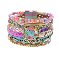 handmade bohemia bracelets for women fashion wrap leather bracelets magnetic clasp bracelet female jewelry gifts