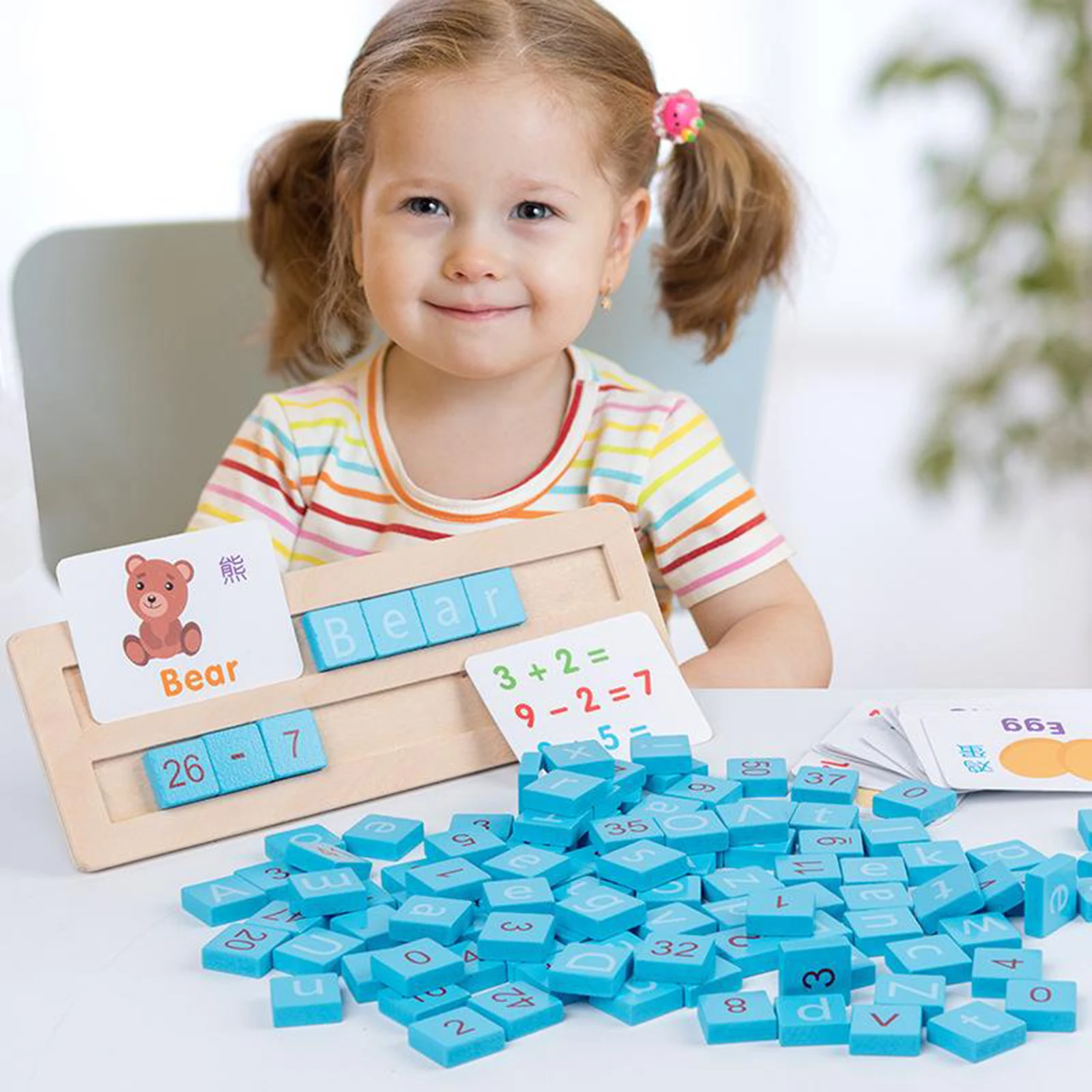 

Деревянные математические головоломки блоки, Монтессори игрушки деревянные цифры буквы блоки с