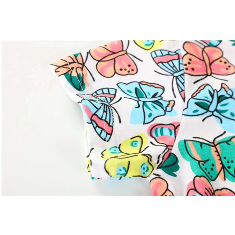 Модная летняя футболка для маленьких девочек с короткими рукавами и принтом