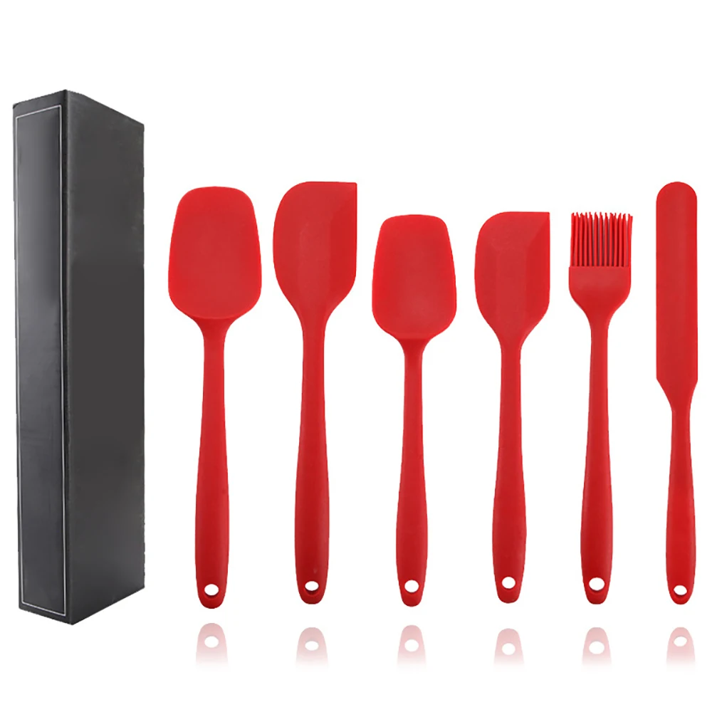 

6-Pcs Food Grade Silicone Non-Stick Butter Cooking Spatula Set Cookie Pastry Scraper Brush Cake Baking Mixing Tool