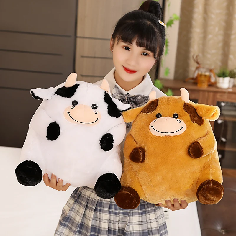 

New 35cm Cute Soft Plush Cow Toys Stuffed Lovely Fat Milk Brown Cattle Plush Doll Cartoon Sleep Pillow Cushion Baby Kids Gift