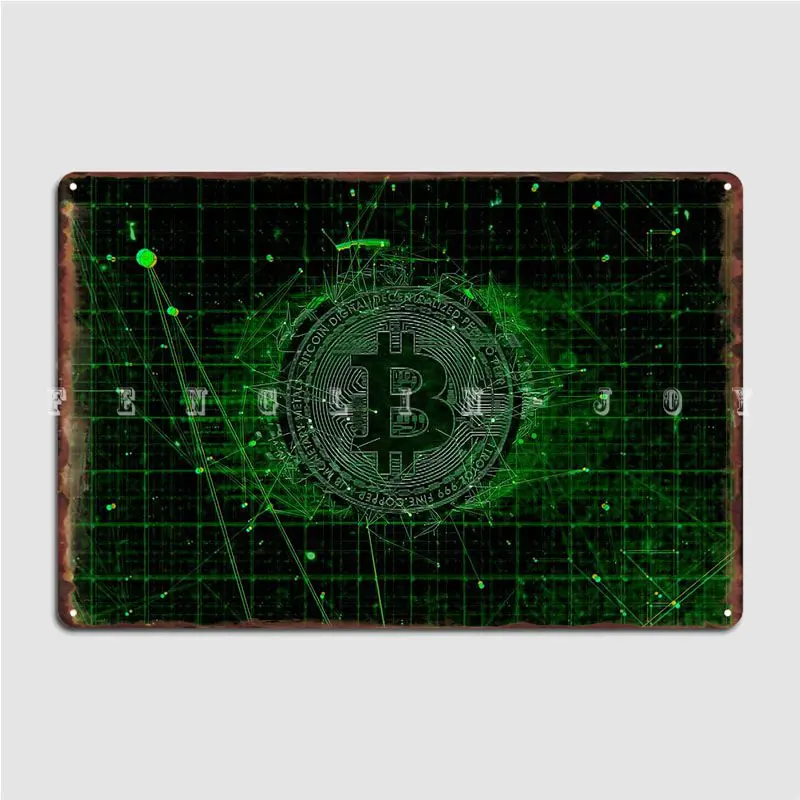 

Геометрический постер в форме биткоина, металлический Плакат на заказ, настенный постер для паба, оловянные плакаты с знаком