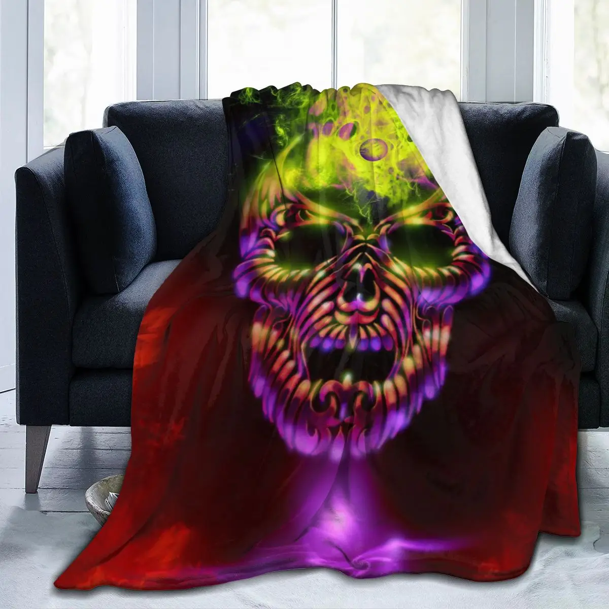 

Manta de franela con estampado de calavera en 3D, ropa de cama, suave, decoración textil para el hogar