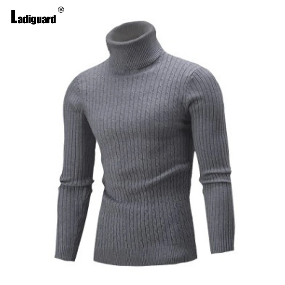 Sexy Fashion Men Knitting Sweater Autumn Leisure Knitwear Mens Streetwear 2021 Turtleneck Top Skinny Pullovers Male Sweaters