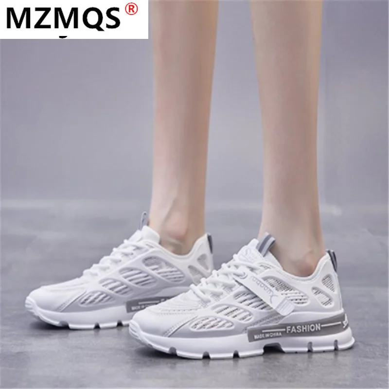 

2021 Summer New Breathable Mesh Small White Shoes Outdoor Comfortable Lace-up Vulcanize Shoes Fashion Casual Women's Sneakers