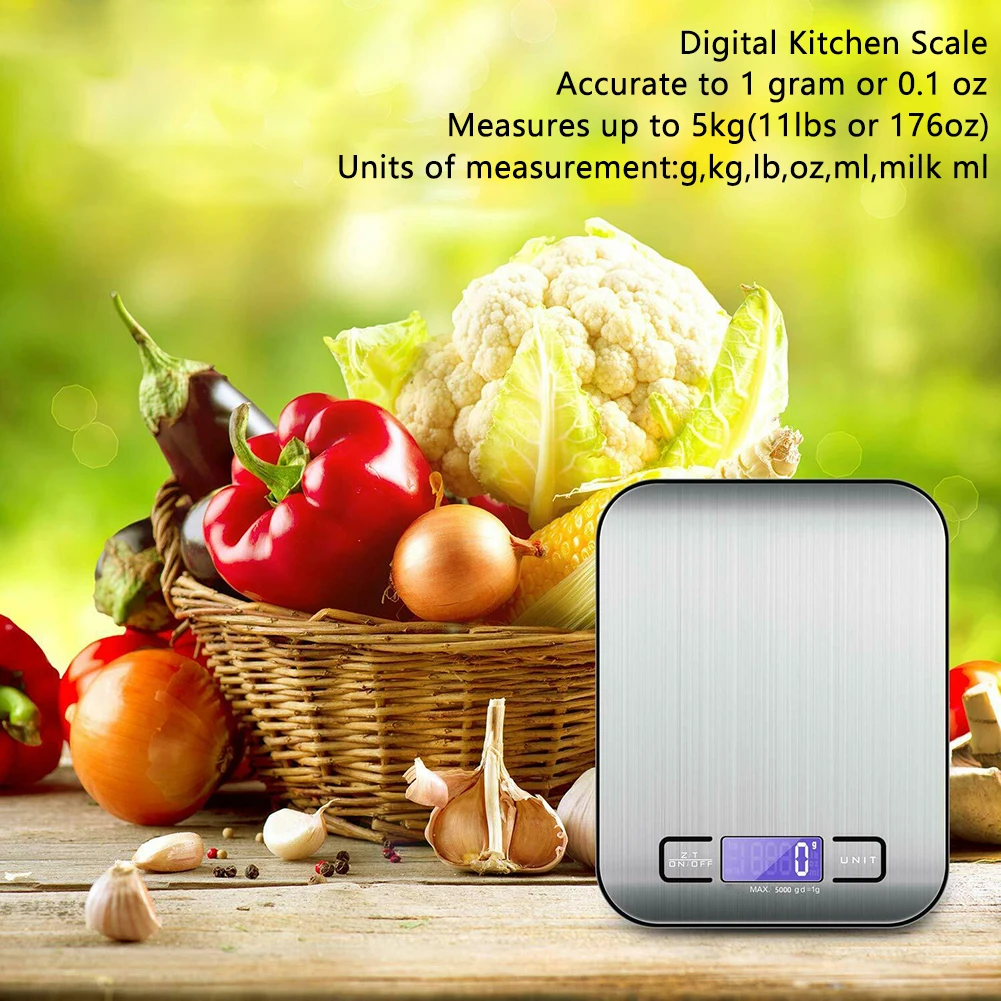 

1g-5kg Digital LCD Electronic Kitchen Household Weighing Food Cooking Scales Food Diet Cooking Measure Tool Scales Bench Scales