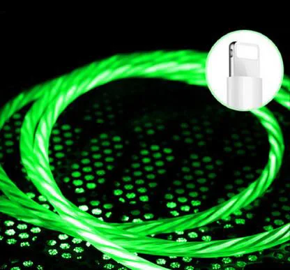 For iphone Green Автомобильный светодиодный usb-кабель для зарядки и передачи данных для Ford Focus 2 3 Fiesta Mondeo Citroen C4 Skoda Octavia Rapid Superb - Цвет: For iphone Green