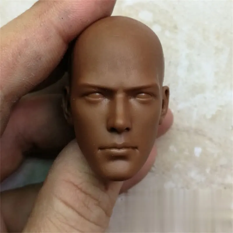 Непокрашенная модель универсальной скульптуры черного оттенка с бритой головой масштаба 1/6 для куклы-персонажа.