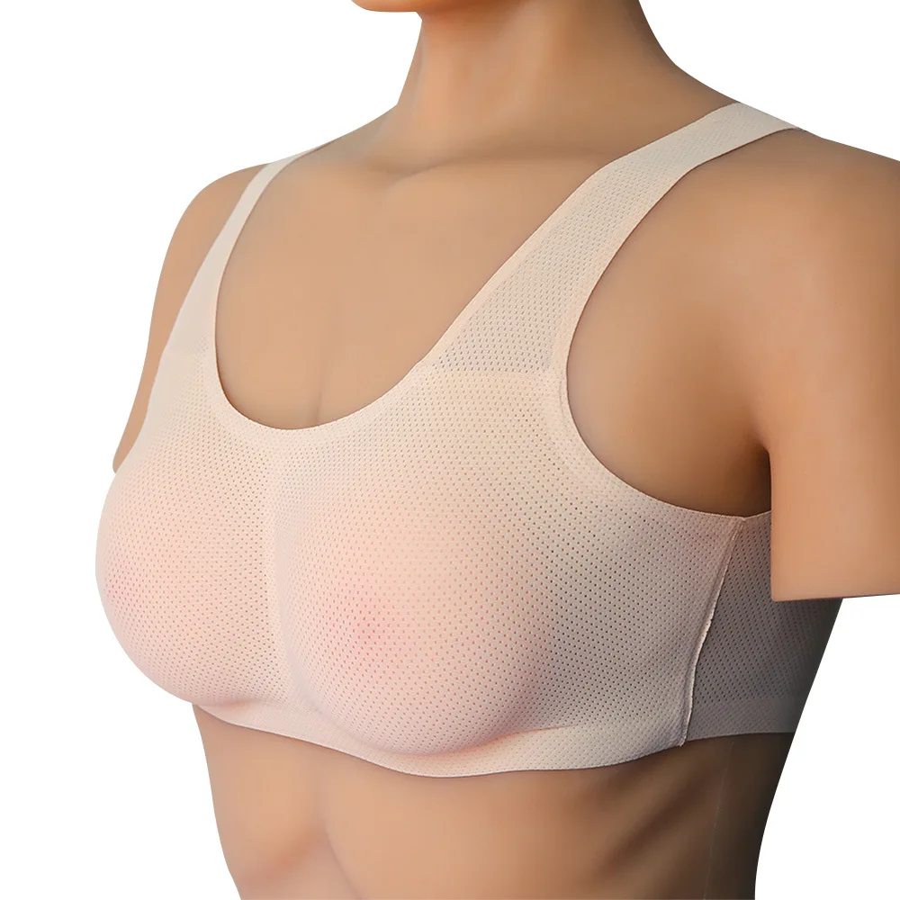 A-E Cup Silicone Breast Prosthetic Underwear Round Fake Breast CD Cross-dressing Underwear Set Fitness and Body Bra