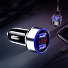 Автомобильное зарядное устройство с двумя USB-портами QC 3,0, адаптер для прикуривателя, светодиодный вольтметр для всех типов телефона, умное зарядное устройство с двумя USB-портами