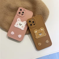 cute rabbit bear for iphone 13pro case xr for iphone11 12 xsmax soft 78plus female