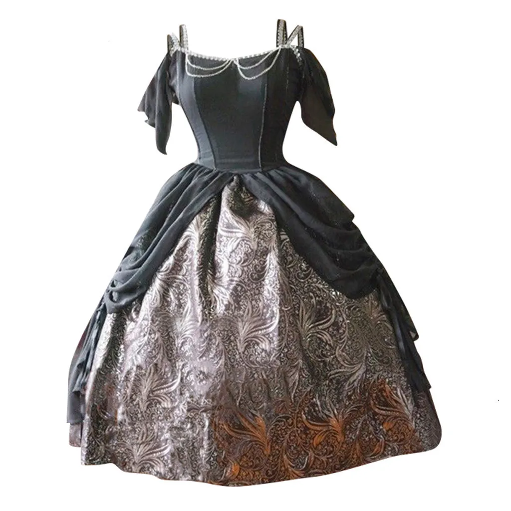Женское винтажное готическое платье с открытыми плечами лоскутное праздничное