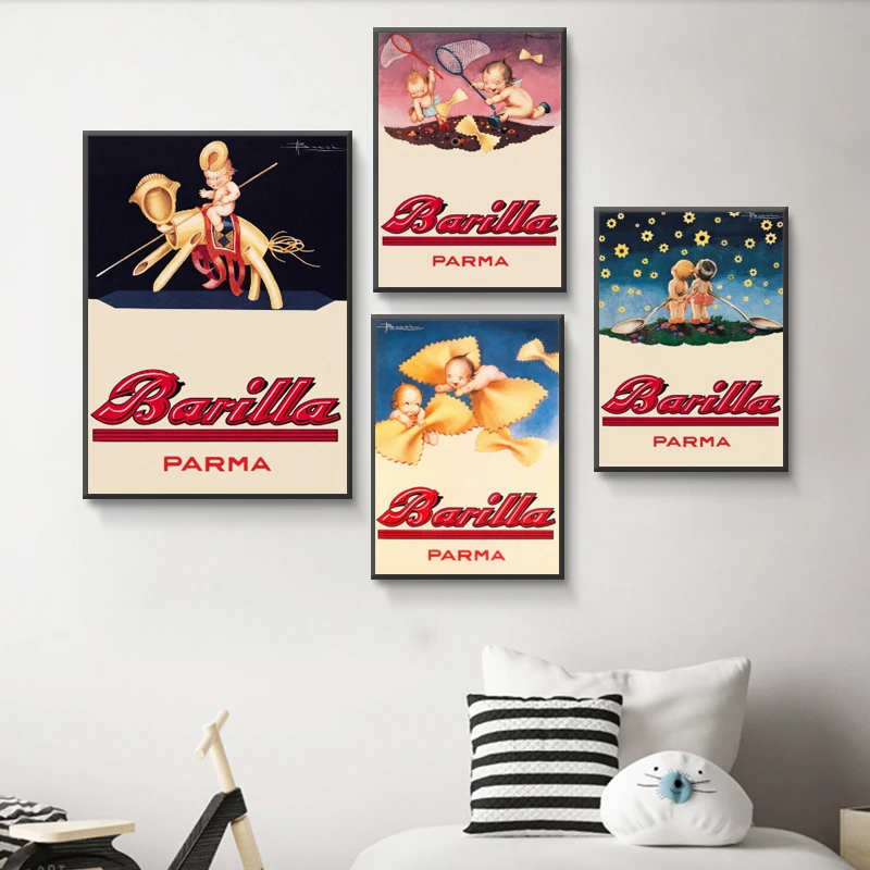 Спагетти Barilla Parma классический винтажный рекламный плакат для еды из крафт бумаги